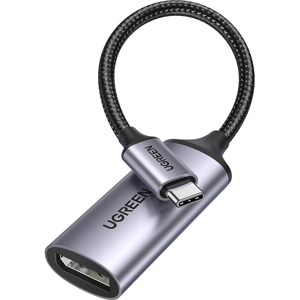 Адаптер UGREEN CM654 (15575) USB-C to DisplayPort 8K@60Hz 10см.  серый