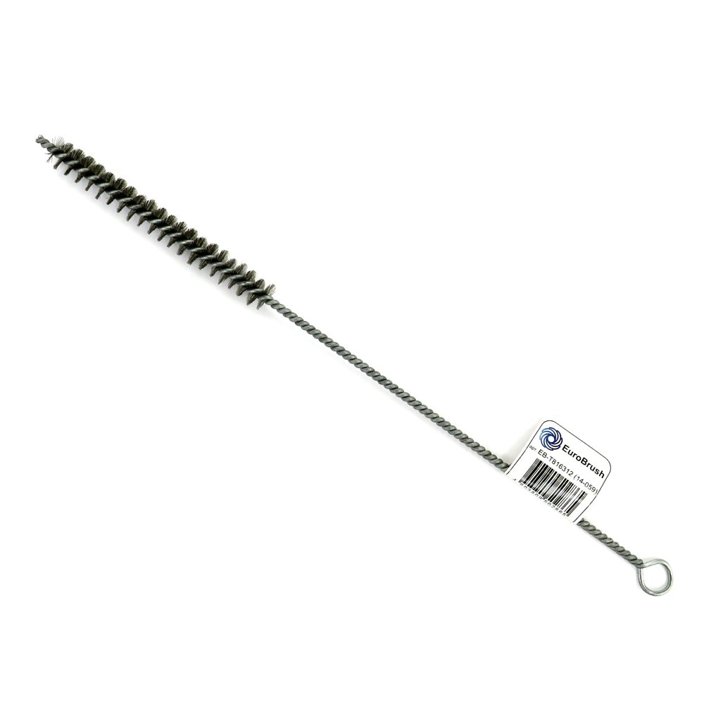 Щетка ерш 10x100x300 мм, с хвостовиком + кольцо, ворс гофрированная нержавеющая сталь 0.15 мм EuroBrush EB-T816310