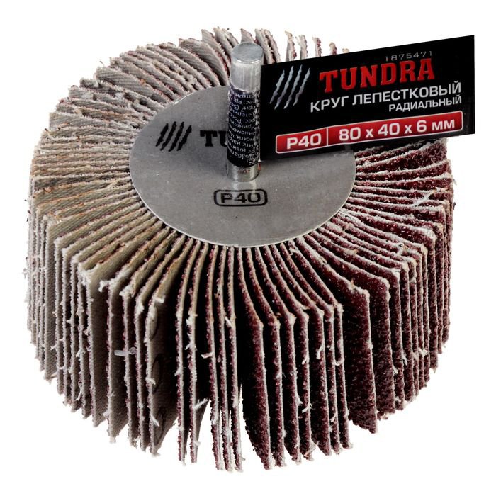 Круг лепестковый радиальный (80х40х6 мм, Р40) ТУНДРА 1875471
