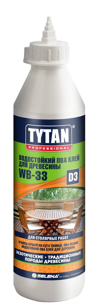 Клей ПВА Tytan PROFESSIONAL WB 33 D3 для древесины, белый, 750 гр 245998