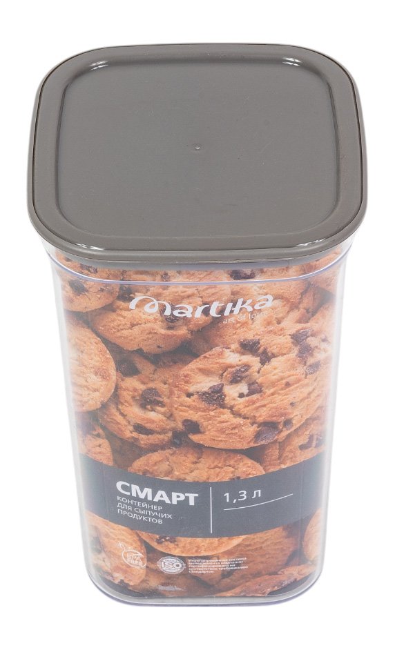 Контейнер для сыпучих продуктов Martika Смарт 1.3 л, пыльно-серый С414ПСЕР