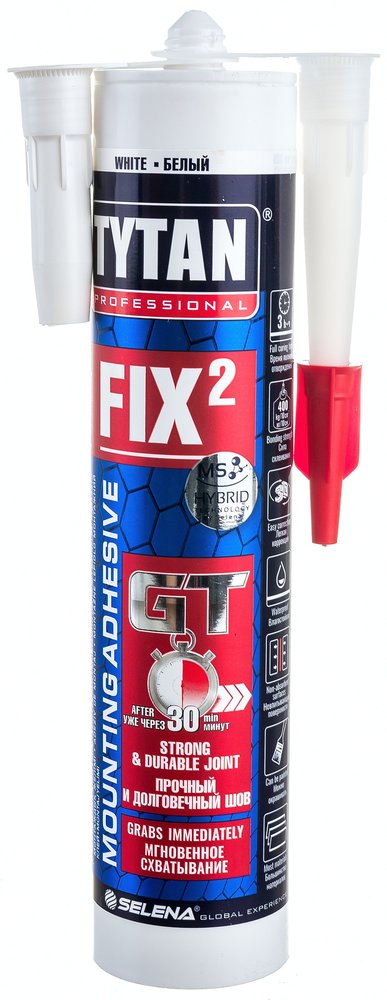 Монтажный клей TYTAN PROFESSIONAL Fix2 GT гибридный с мгновенным начальным схватыванием, 290 мл 73891