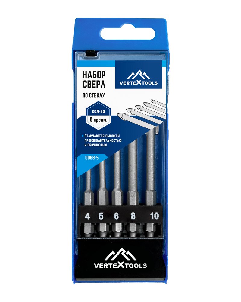 Набор сверл по стеклу 5 шт vertextools 0088-5