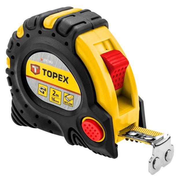 Рулетка TOPEX стальная лента 2 м x 16 мм магнит 2 кнопки паузы 27C342
