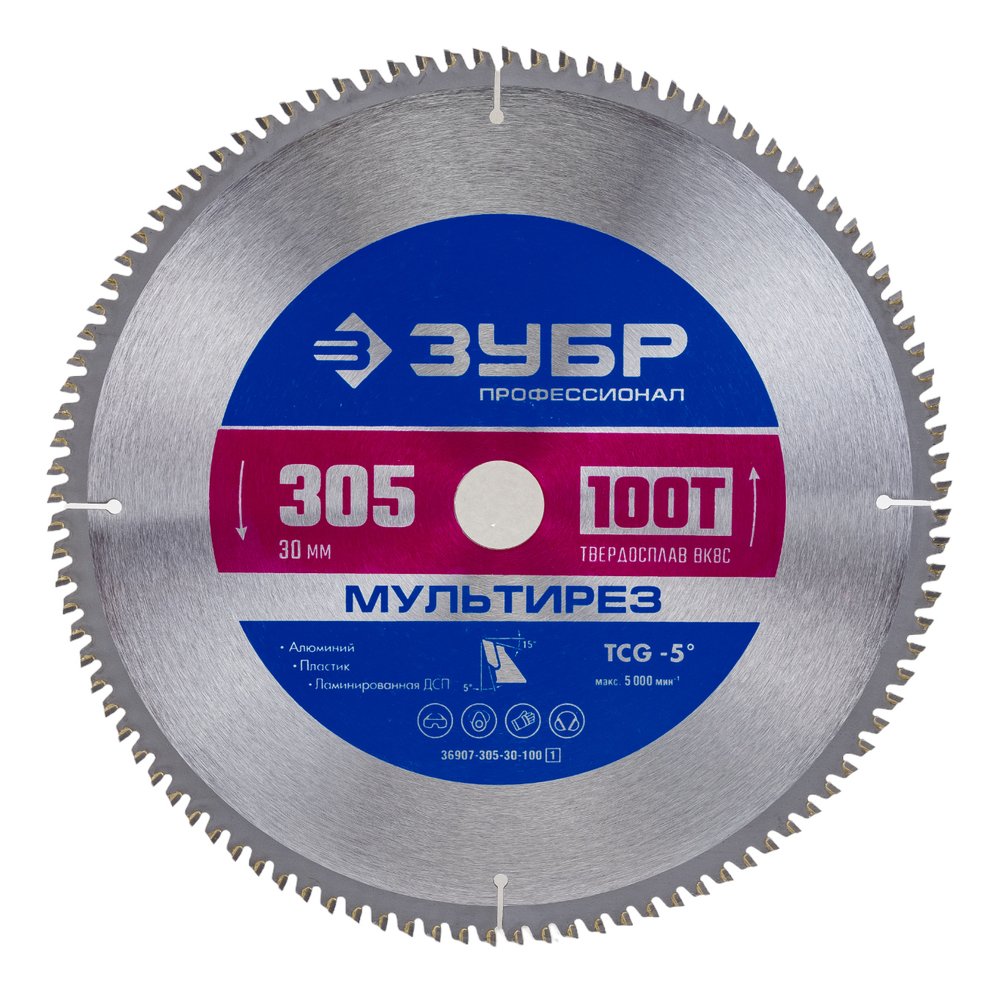 Диск пильный по алюминию Мультирез (305x30 мм, 100T) Зубр 36907-305-30-100_z01