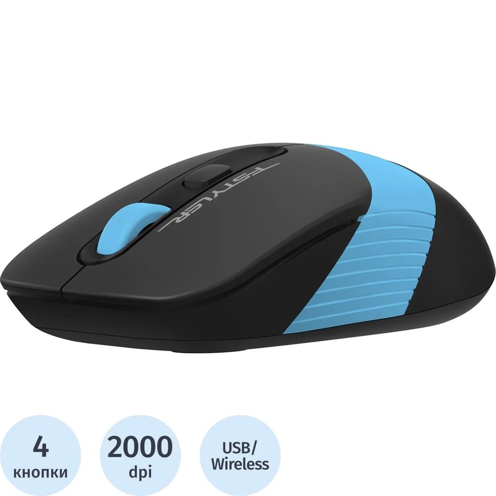Мышь компьютерная A4Tech Fstyler (FG10 BLUE)черн/син/2000dpi/беспроводн/4кн