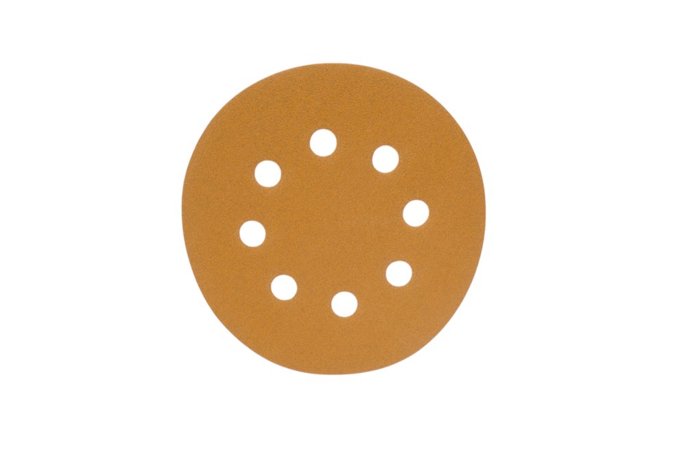 Диск абразивный с липучкой Sandpaper (yellow) 125 мм, 8 отверстий, P180, 10 шт BRUSHTEX 125Y8-180