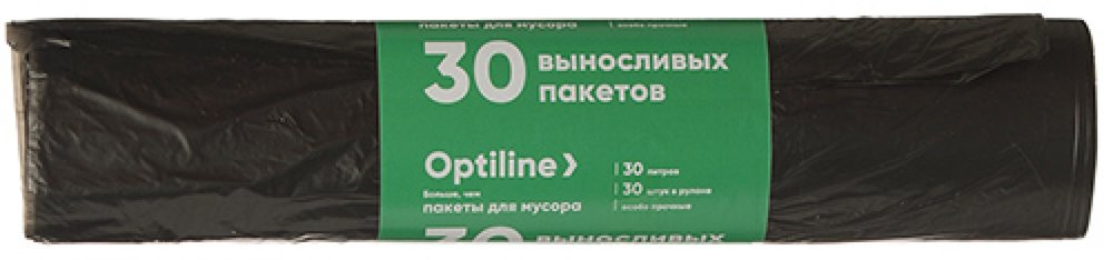 Пакеты для мусора ПНД 50x60 см, 30 л, черные, в рулоне 30 шт. Премиум Optiline 23-1020