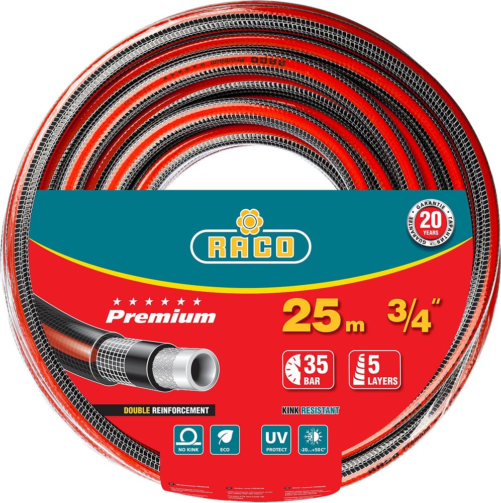 Поливочный армированный 5-ти слойный шланг Raco PREMIUM 3/4'x25м 40300-3/4-25_z01