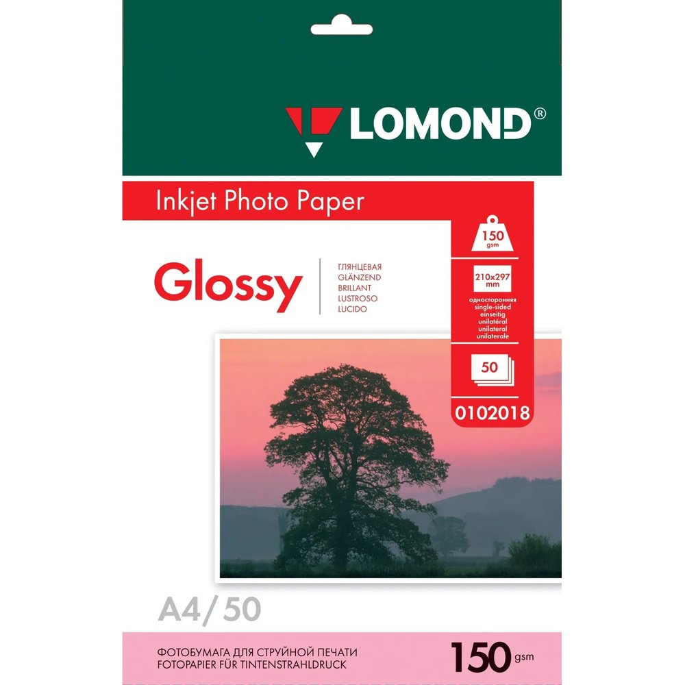 Фотобумага LOMOND односторонняя глянцевая 150 A4 50л 0102018