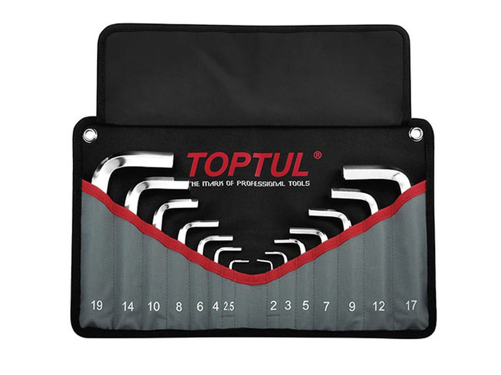 Набор шестигранных ключей TOPTUL 2-19 мм, черное полотно, 14 шт. GPAQ1401