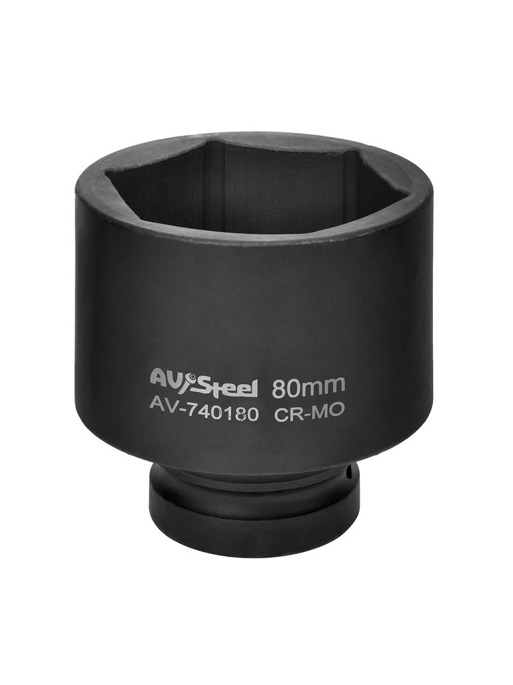Головка ударная шестигранная удлиненная (80 мм, 1DR) AV Steel AV-740180