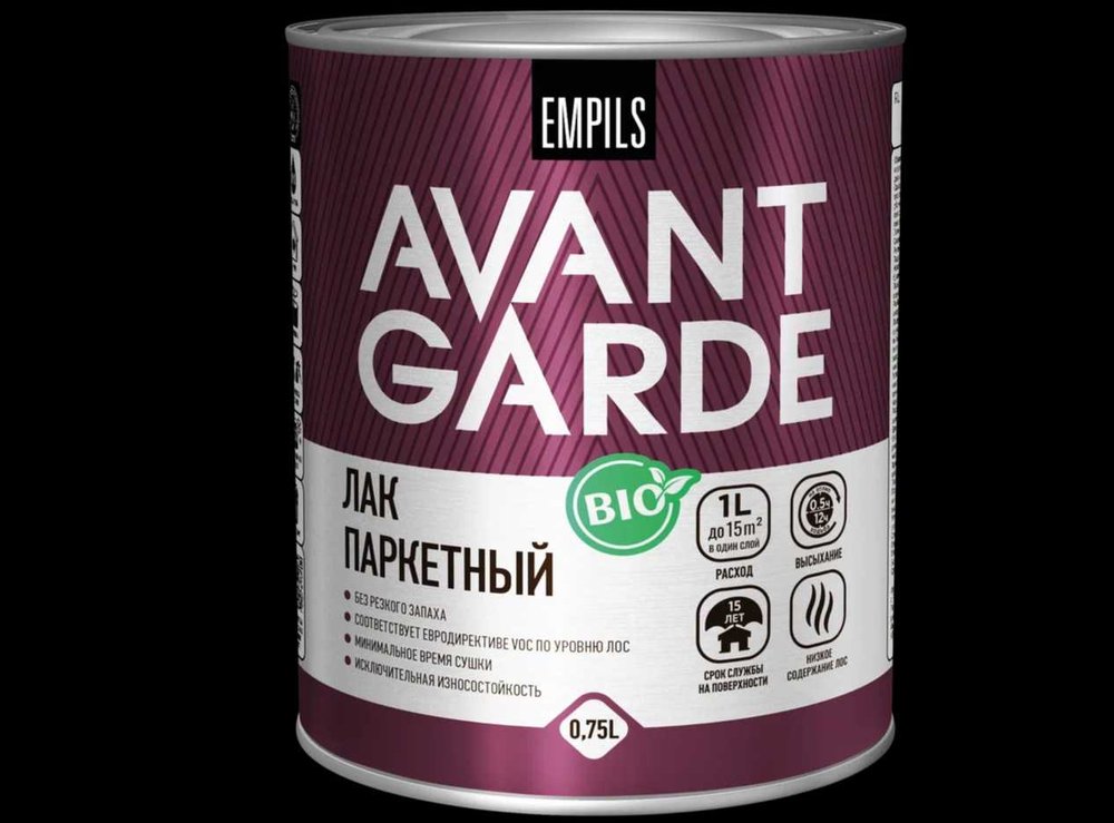 Паркетный лак Avantgarde высокой твердости, полуматовый, бесцветный, 0.75 л, 0.8 кг 75862