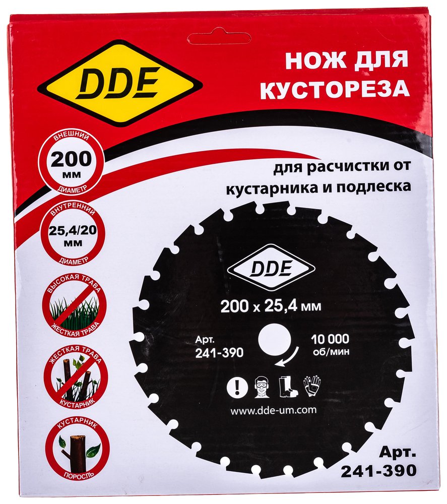 Диск WOOD CUT (200х25.4/20 мм, 26 зубьев) для кусторезов DDE 241-390