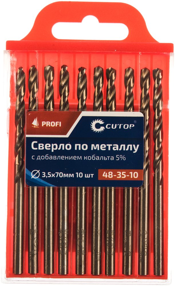 Сверло по металлу Profi (10 шт, 3.5х70 мм, Р6М5К5) CUTOP 48-35-10