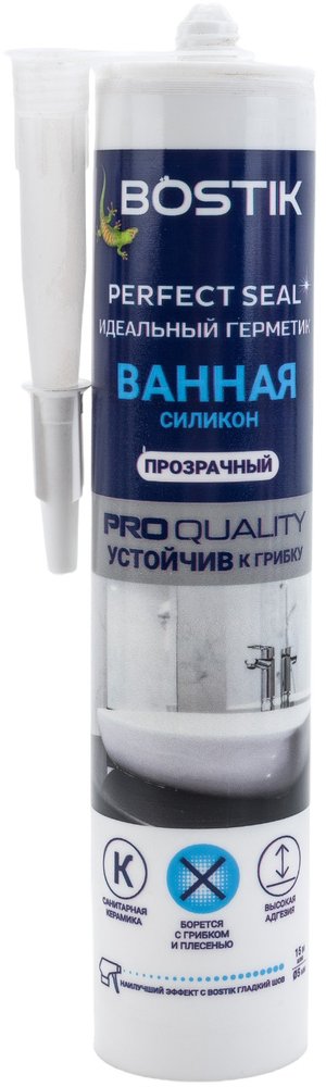 Идеальный герметик Bostik Perfect Seal Ванная Силикон прозрачный, 280 мл BOK212793P