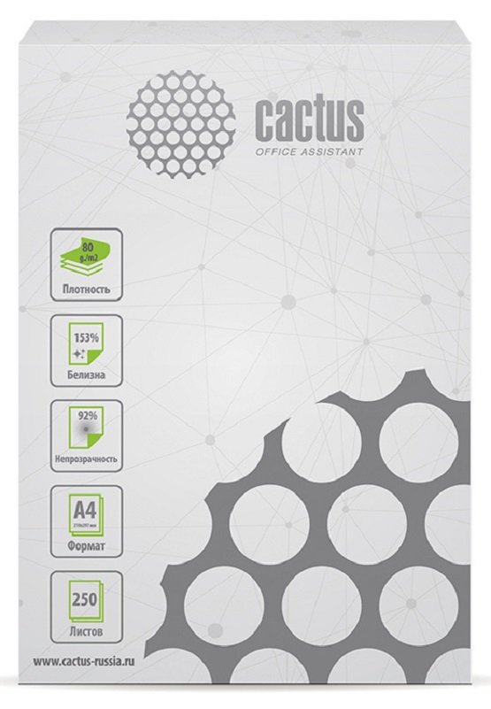 Бумага Cactus CS-OPB-A480250 A4/марка B/80г/м2/250л./белый CIE153% общего назначения(офисная) 1114834