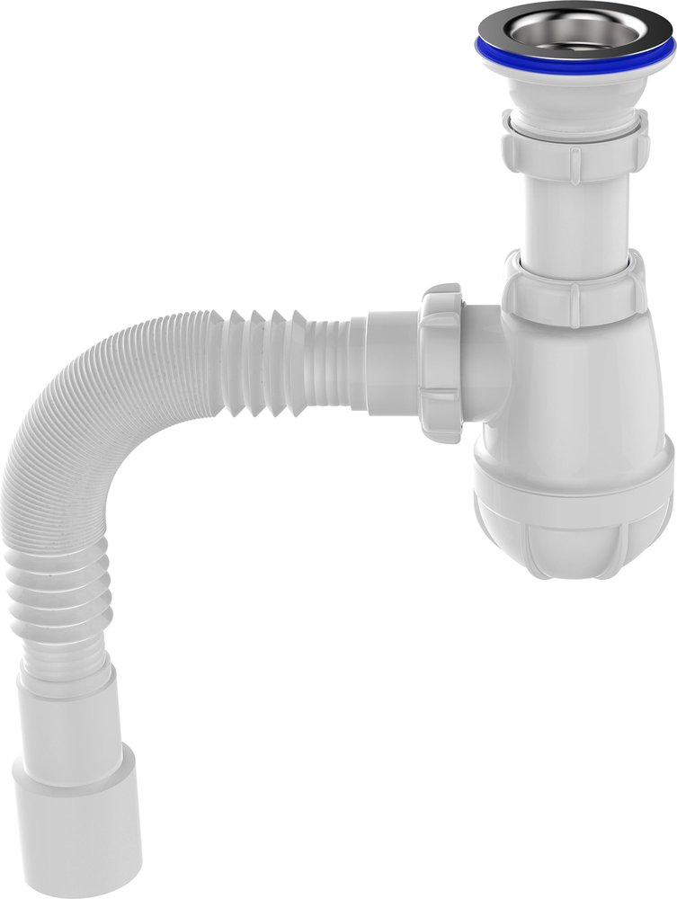 Сифон для кухни Aquant 1 1/2'х40 с металлической решеткой с гофротрубой 40x40/50 B0115-30-MR
