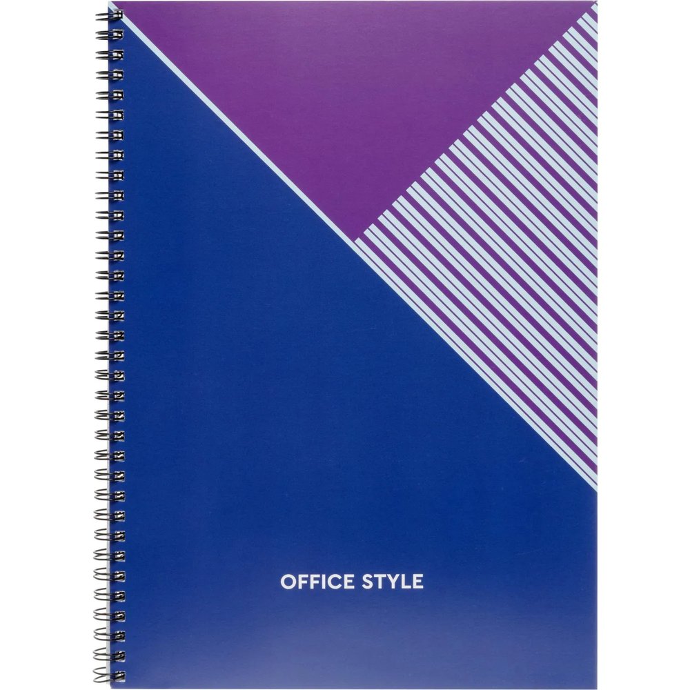 Бизнес-тетрадь А4,96л,обл.карт,греб,кл,Office Style,синяя