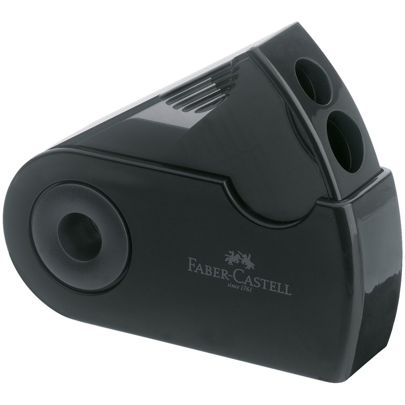 Пластиковая точилка Faber-Castell sleeve 2 отверстия, контейнер, черная 182700