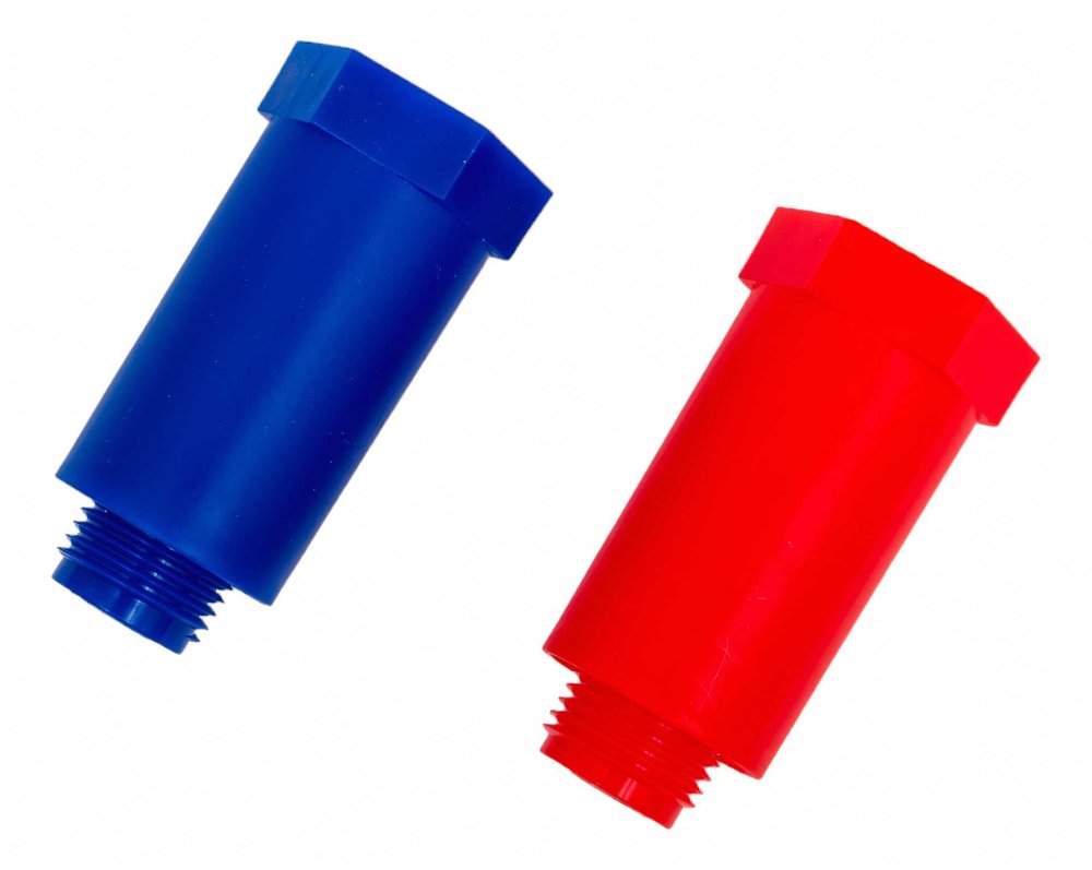 Набор цветных удлиненных заглушек Valfex 1/2'' (комплект 2 шт.) (100/1) (синий/красный) 10192020