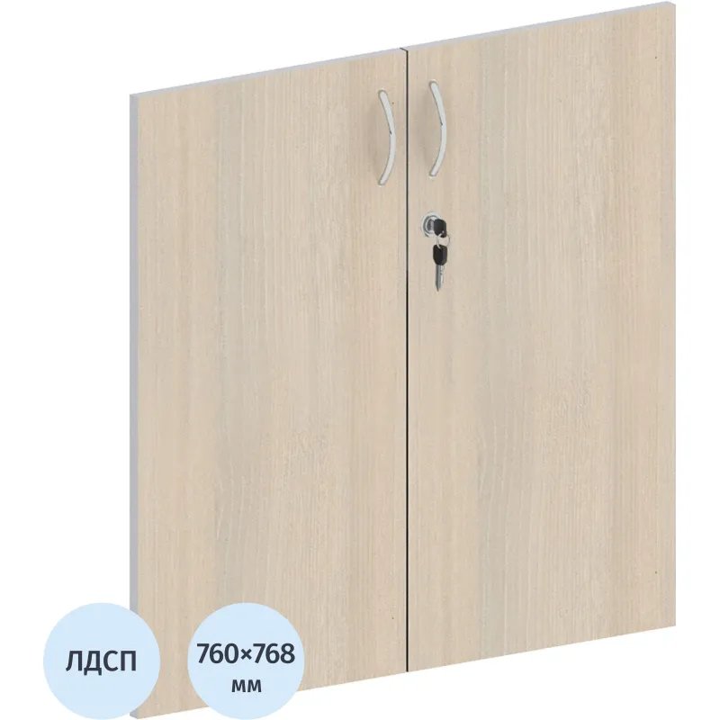 Двери Easy ЛДСП замок (2шт.) 908854 св.дуб/серый В760