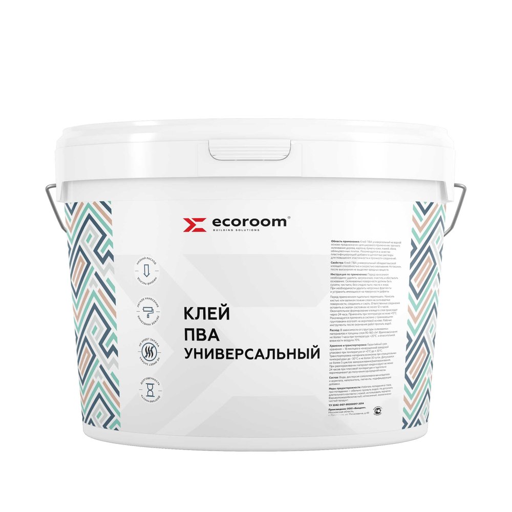 Клей ПВА ECOROOM универсальный, 10 кг E-Клей-89/10