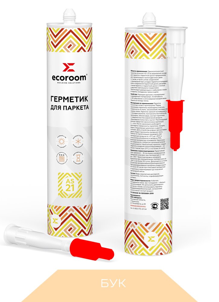 Акриловый герметик для паркета ECOROOM AS-21 бук, 310 мл 226-1-310-бук