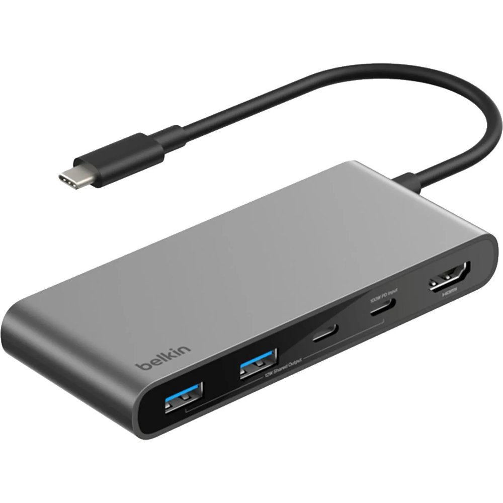 Разветвитель USB Belkin (AVC023hqSGY)хаб 7в1 4K@60Hz 100W сер.косм