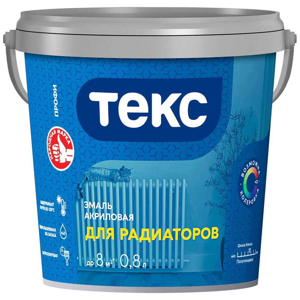 Эмаль для радиаторов Текс Профи А Универсал белая п/гл 0,8л 700008611