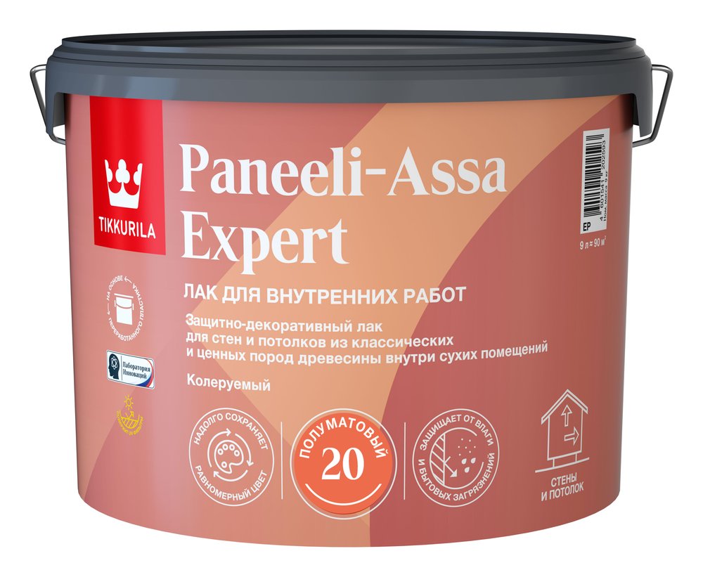 Интерьерный лак Tikkurila PANEELI-ASSA EXPERT EP полуматовый 9л 700014049