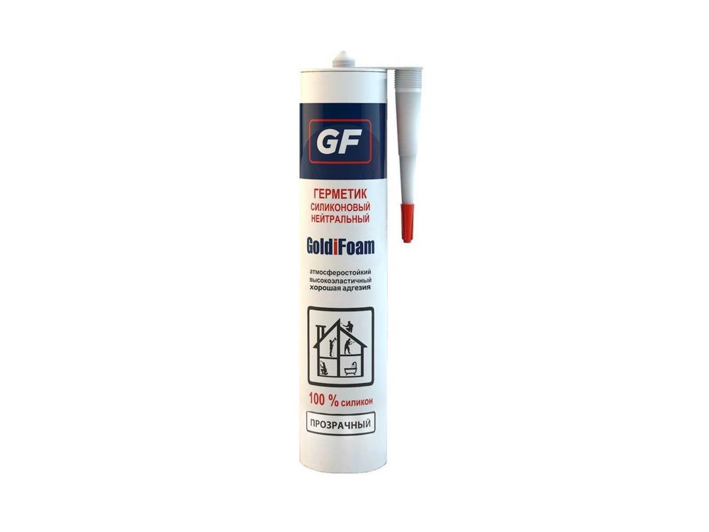 Силиконовый нейтральный герметик GoldiFoam GF бесцветный, 260 мл 20011