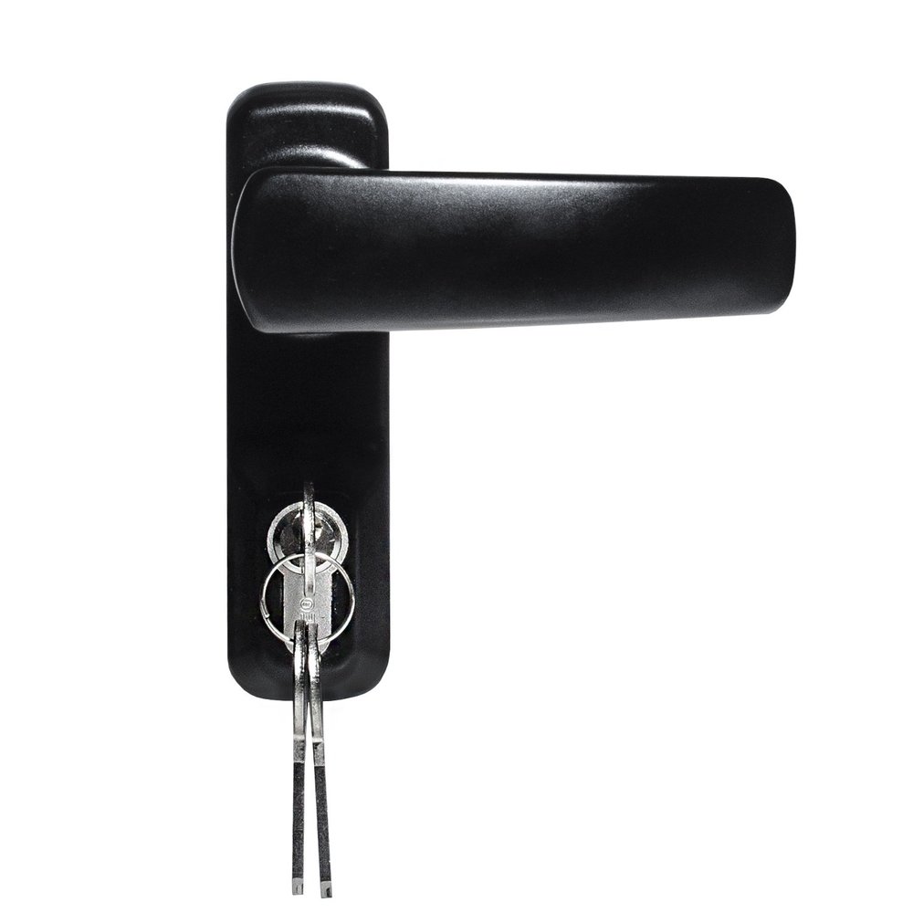 Внешняя нажимная ручка для противопожарных дверей Doorlock DL PD900FR/H1, черная, с цилиндром, толщина двери до 105 мм 75441