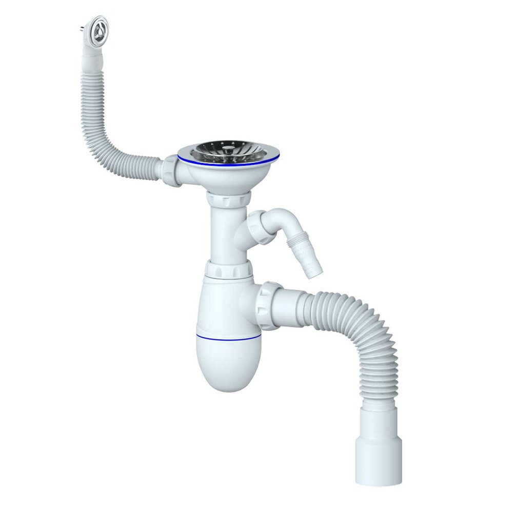 Сифон Unicorn B436V 3 1/2х40 с круглым переливом, с носиком, с гофрой 40х40х50 544820