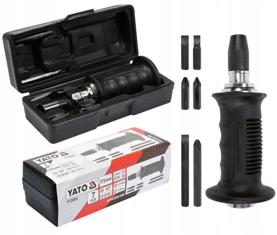Ударная отвертка YATO с битами 7 предметов пластиковая ручка YT-28003