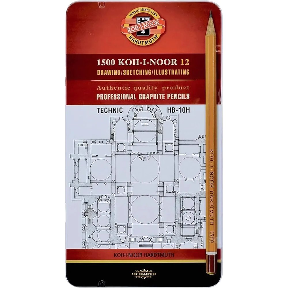 Набор карандашей чернгр KOH-I-NOOR TECHNIC HB-10H 12шт мет.к.1502012007PLRU