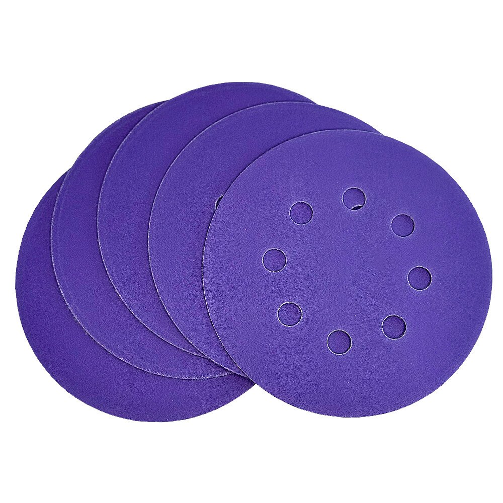 Диск шлифовальный Purple Film на пленочной основе 8 отверстий 125 мм, Р80, 5 шт Abraforce 164999