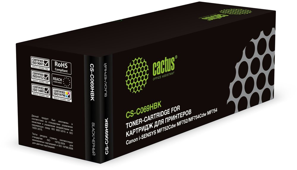 Лазерный картридж Cactus CS-C069HBK 069H черный, 7600 стр., для Canon i-SENSYS MF752Cdw MF752/MF754Cd 1961516