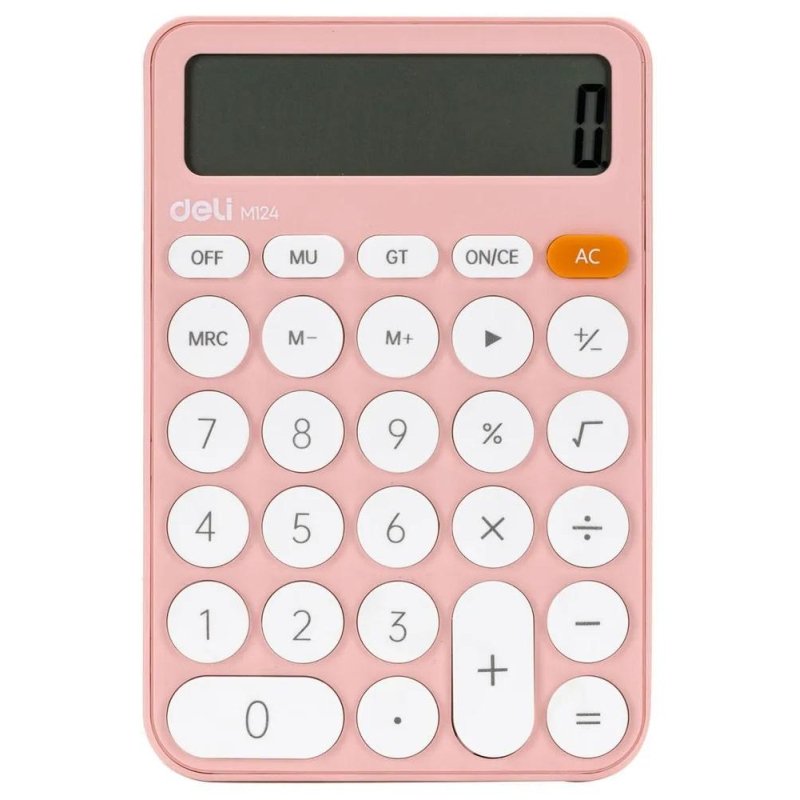 Калькулятор настольный DELI 12-разрядный, розовый, 105x158x28 мм EM124PINK