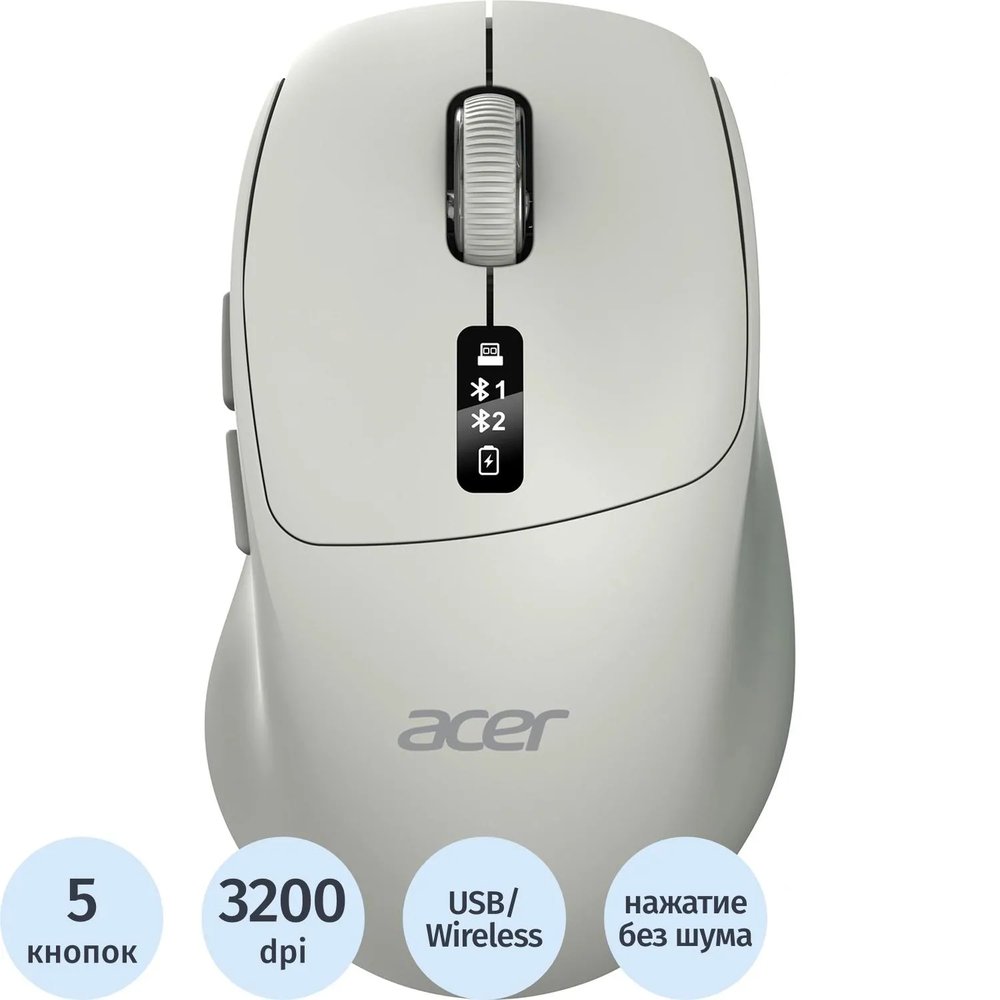 Мышь компьютерная Acer OMR503 св-сер,3200dpi,BT/Radio/USB(ZL.MCE11.01C)