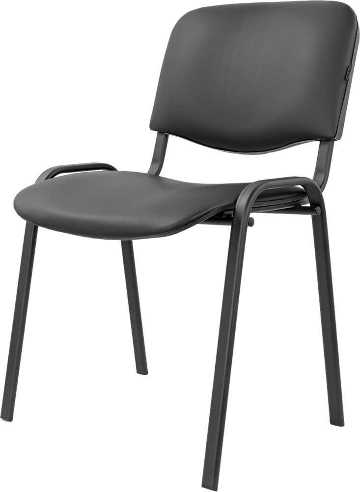 Стул офисный кожзам черный, черные ножки Gigant GCH-01 (BL)
