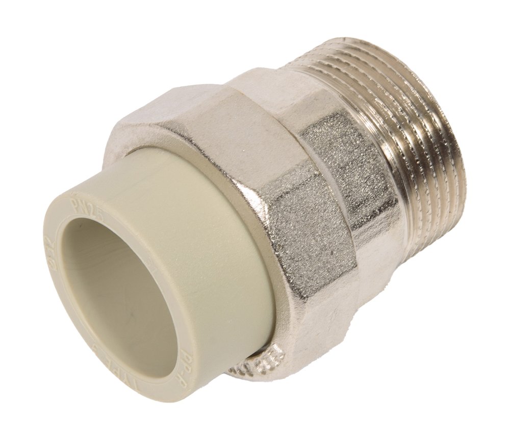 Муфта комбинированная разъемная TEBO PPR, 32x1 1/4 НР, серый 016020909