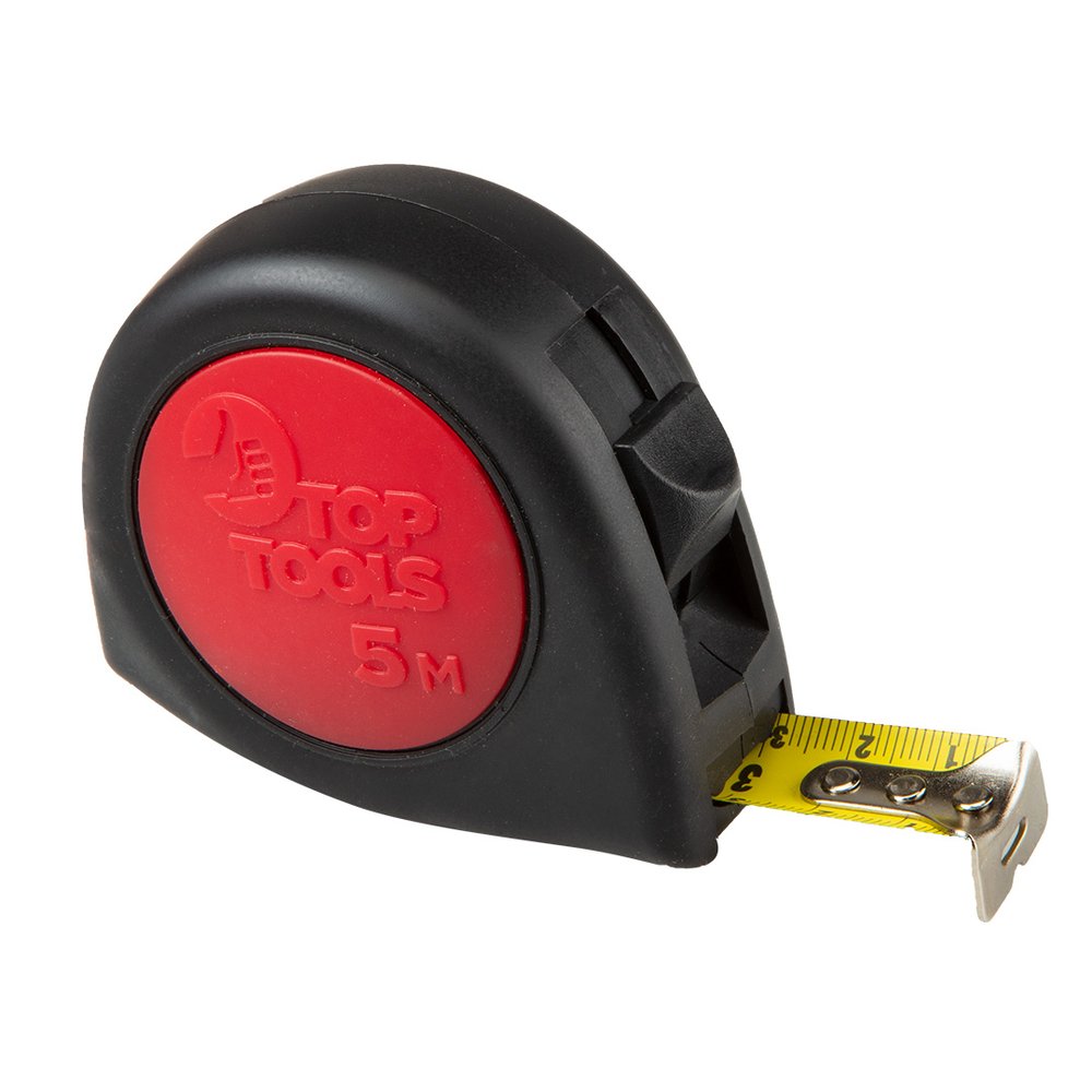 Рулетка Top Tools стальная лента с кнопкой паузы 5 м x 19 мм 27C315