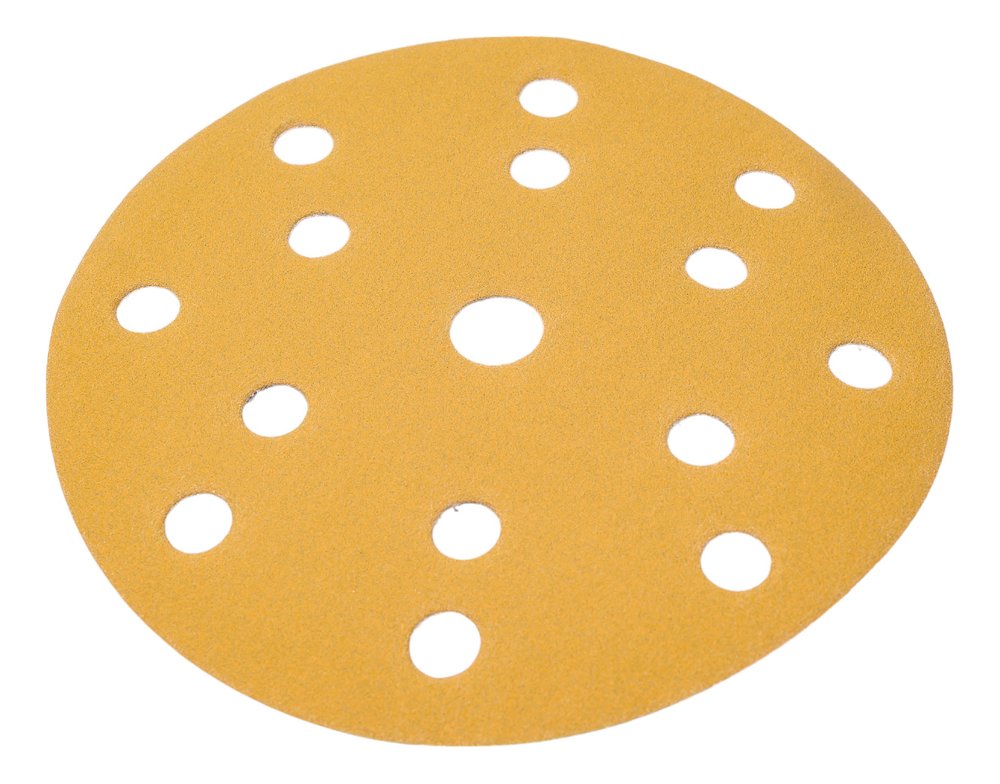 Диск абразивный с липучкой Sandpaper (yellow) 150 мм, 15 отверстий, P180, 5 шт BRUSHTEX 150Y15-180
