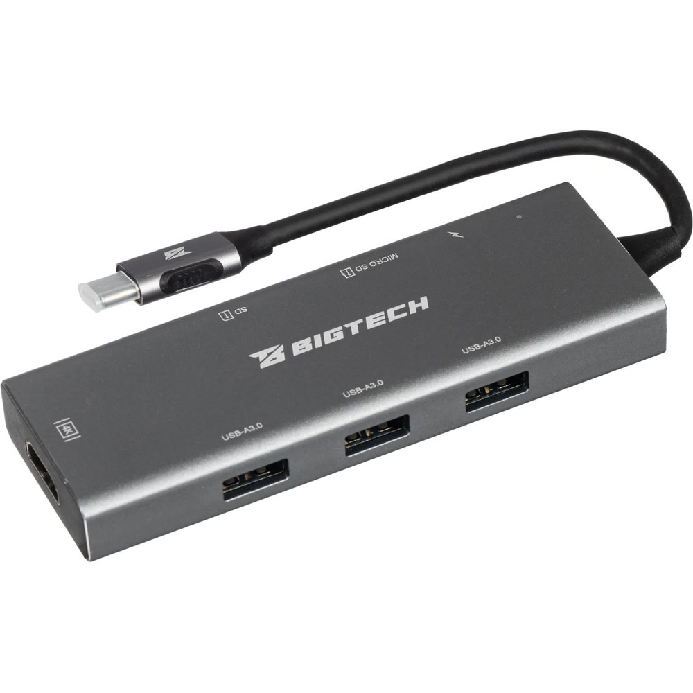 Разветвитель USB HS002 USBх3/HDMIх1/microSDx1/TFcardx1/Серый