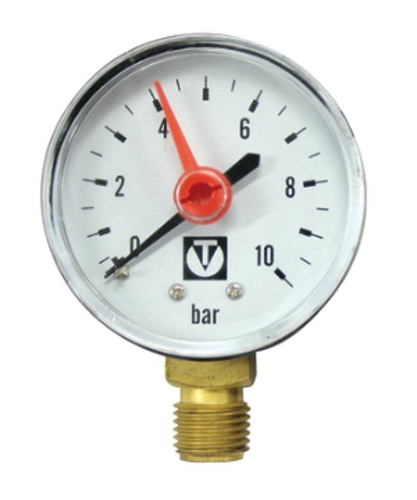 Манометр с нижним подключением (1/4', 0-10 бар) Valtec VT.TM50.D.02