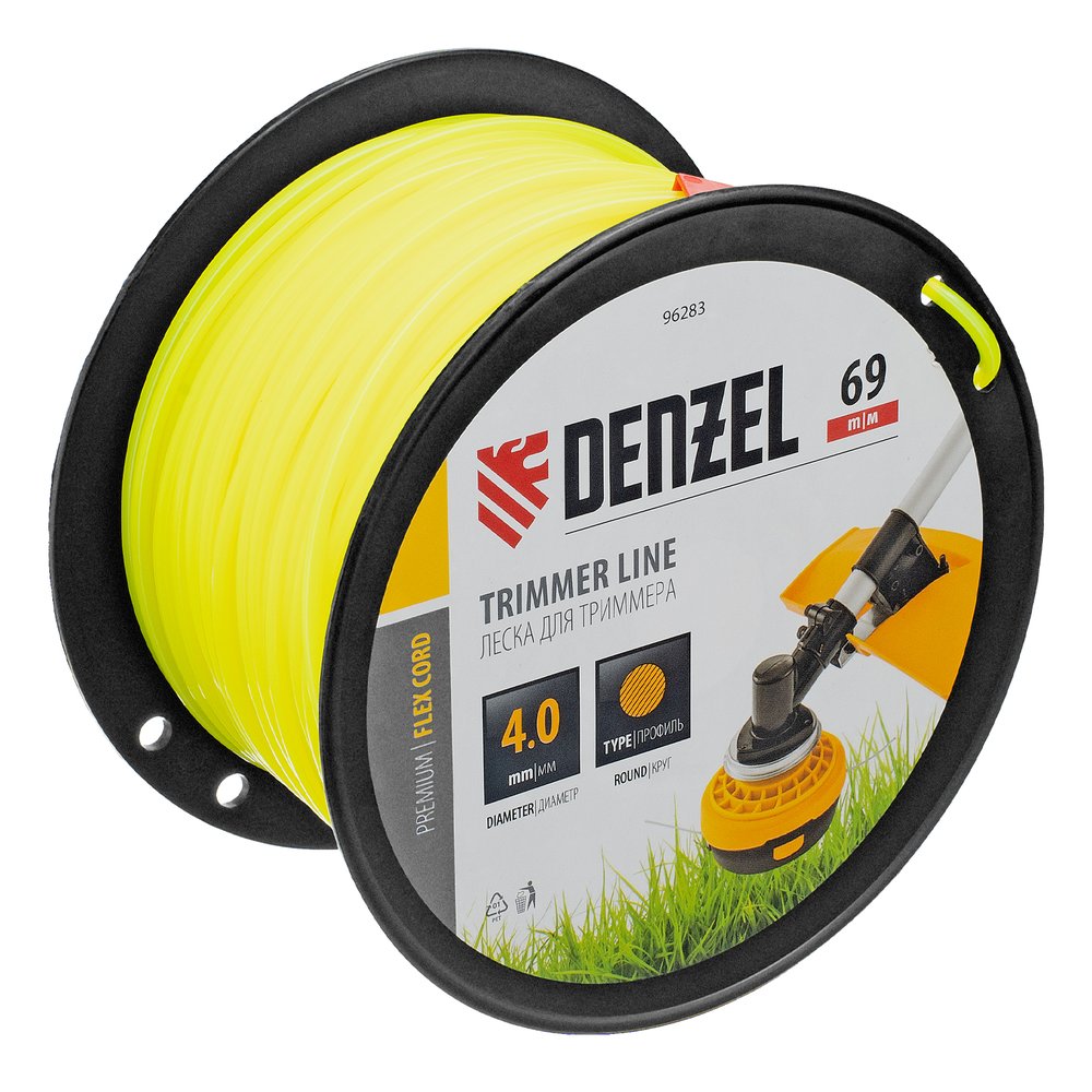 Леска FLEX CORD круглая 4 мм, 69 м, на DIN катушке для триммера Denzel 96283
