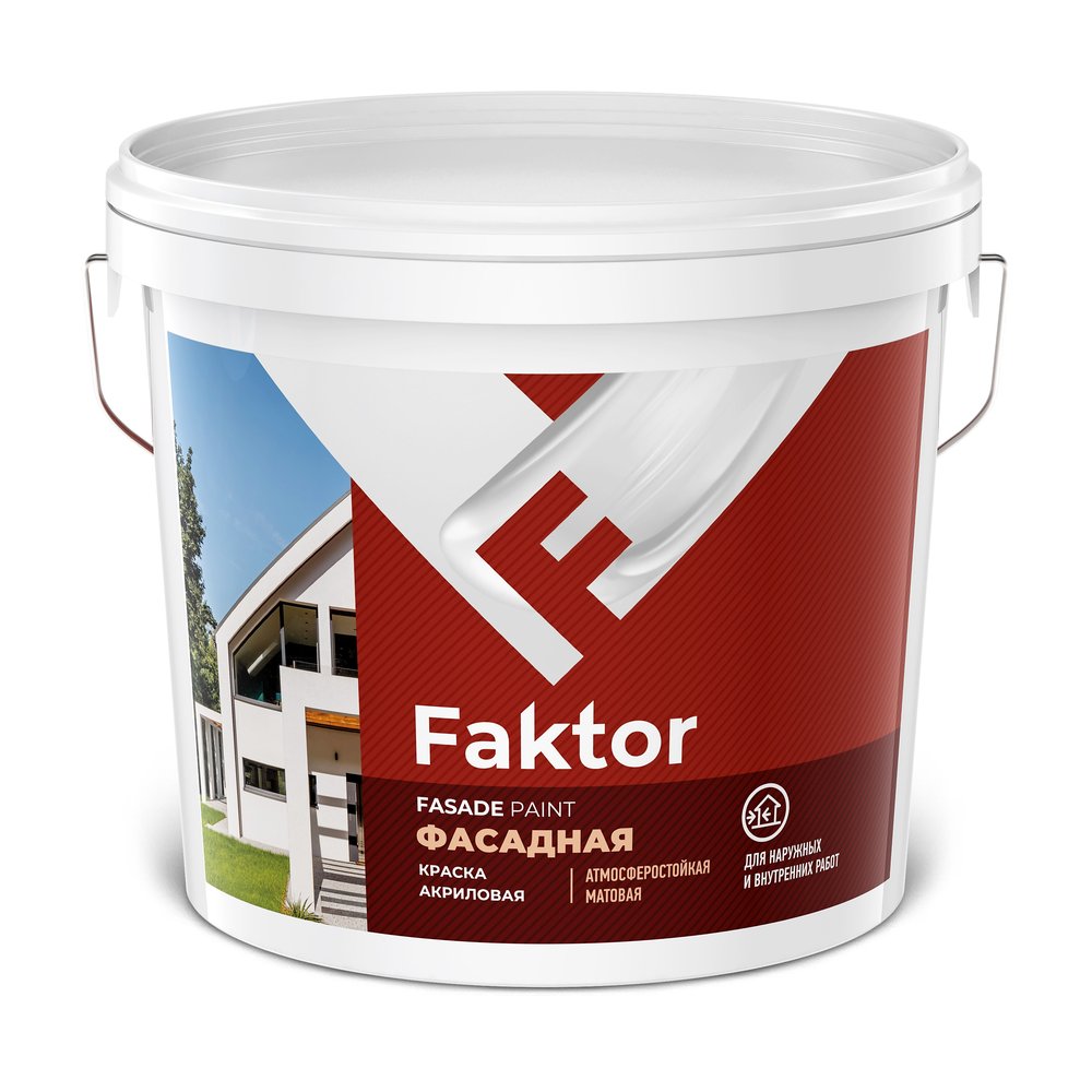 Акриловая краска ЯРОСЛАВСКИЕ КРАСКИ FAKTOR для фасадов белая, ведро13 кг О05367