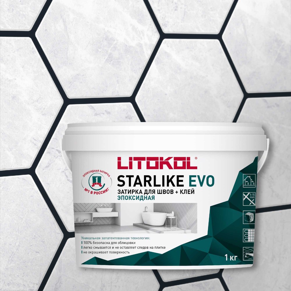 Эпоксидный состав для укладки и затирки мозаики LITOKOL STARLIKE EVO S.145 NERO CARBONIO 485200002