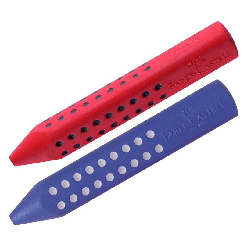 Ластик Faber-Castell Grip 2001, трехгранный, 90х15х15 мм, красный/синий 187101